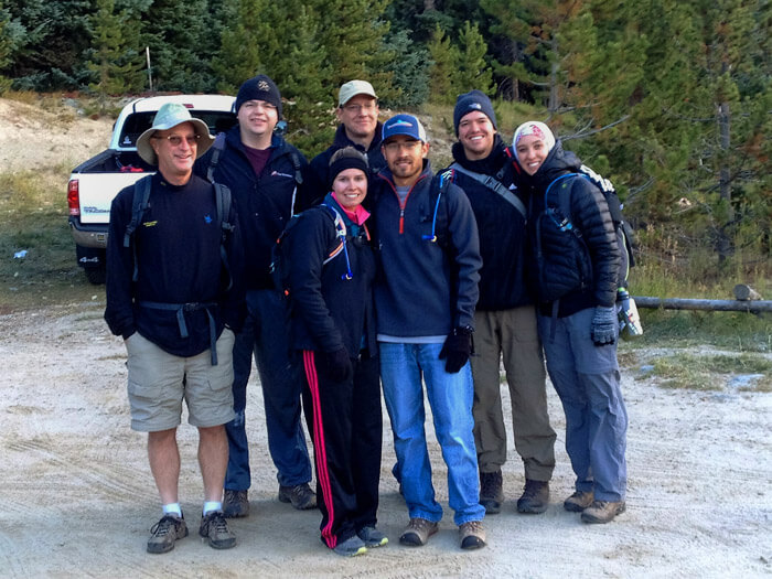 Some members of the Peak team out for cold hike