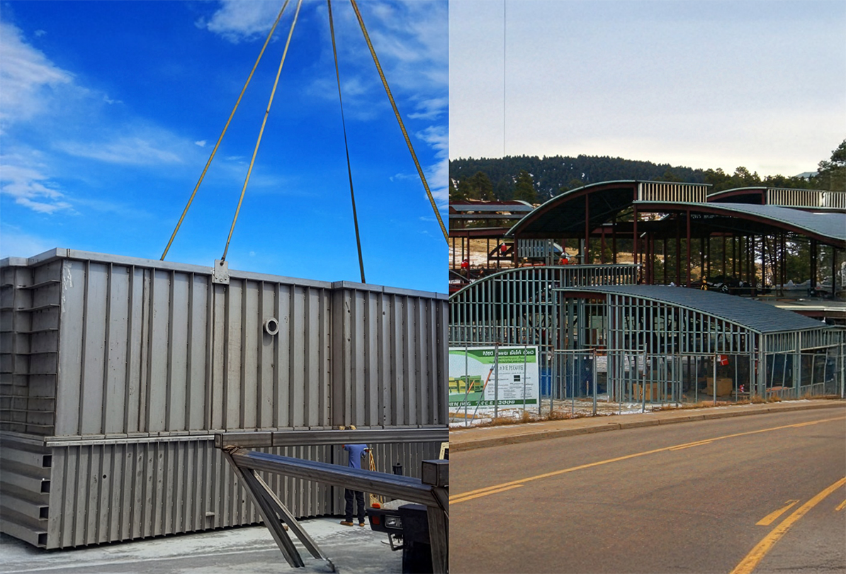 Photo montage of two construction images
